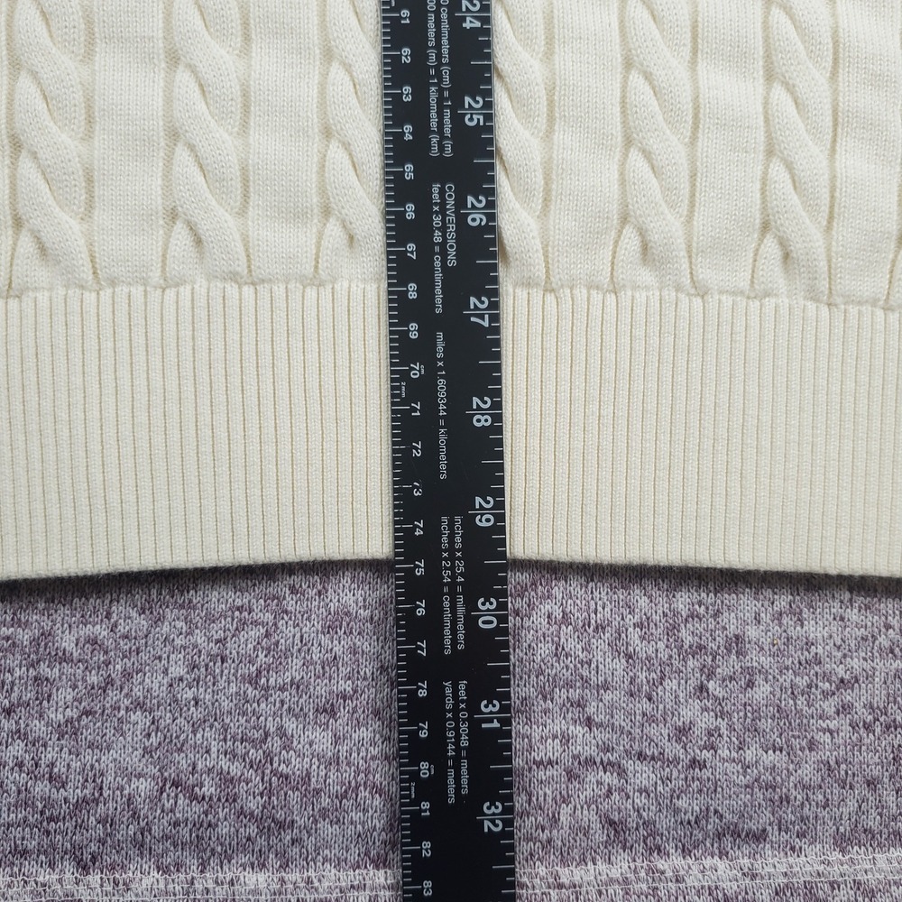 Cremieux Sweater Vest Men Sz XXL Ivory Navy Cable Knit V-Neck Golf Tennis Club - Picture 6 of 8